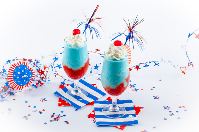 Red, white, and blue Pina Colada.